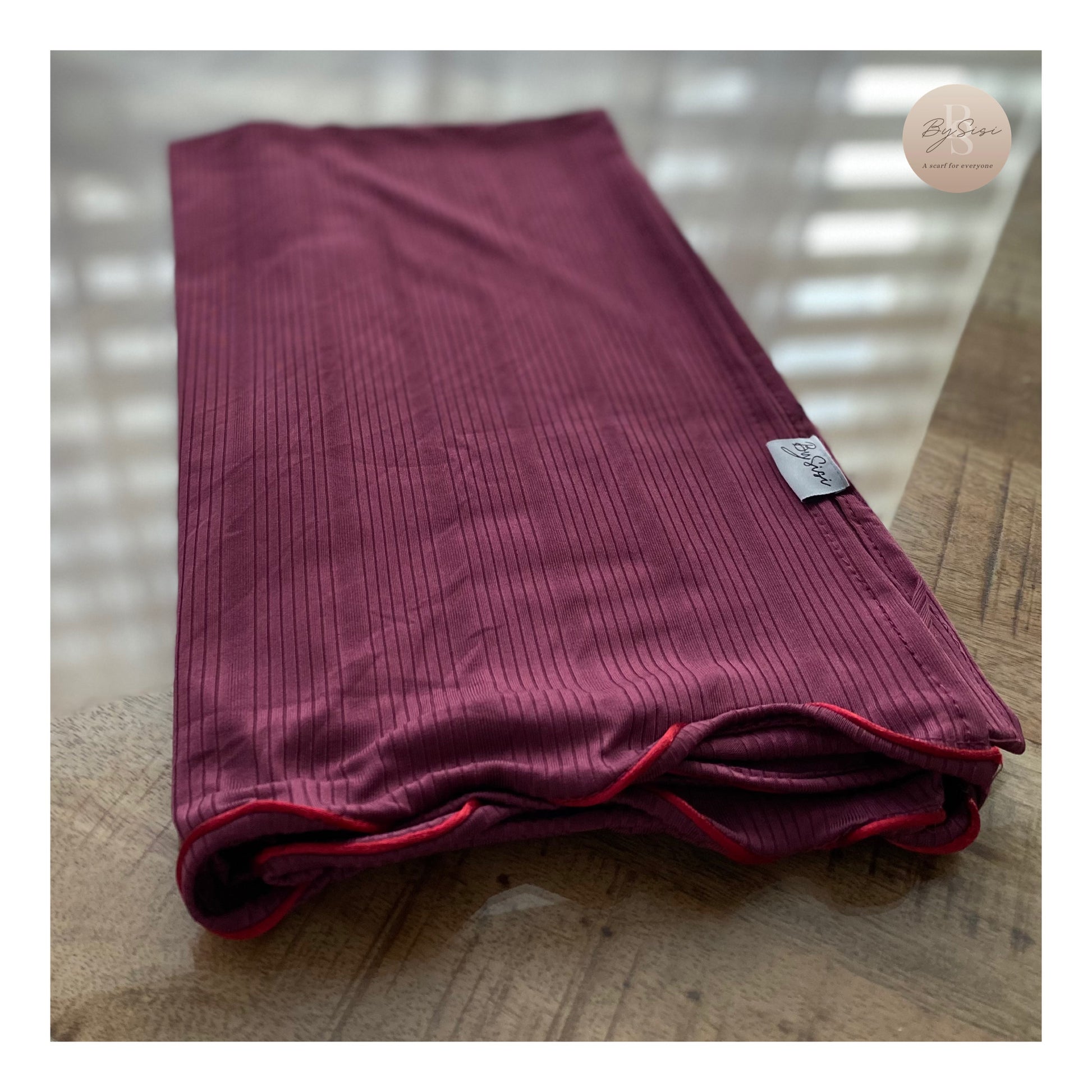 Ribbed Jersey Scarf Aubergine - Bysisi