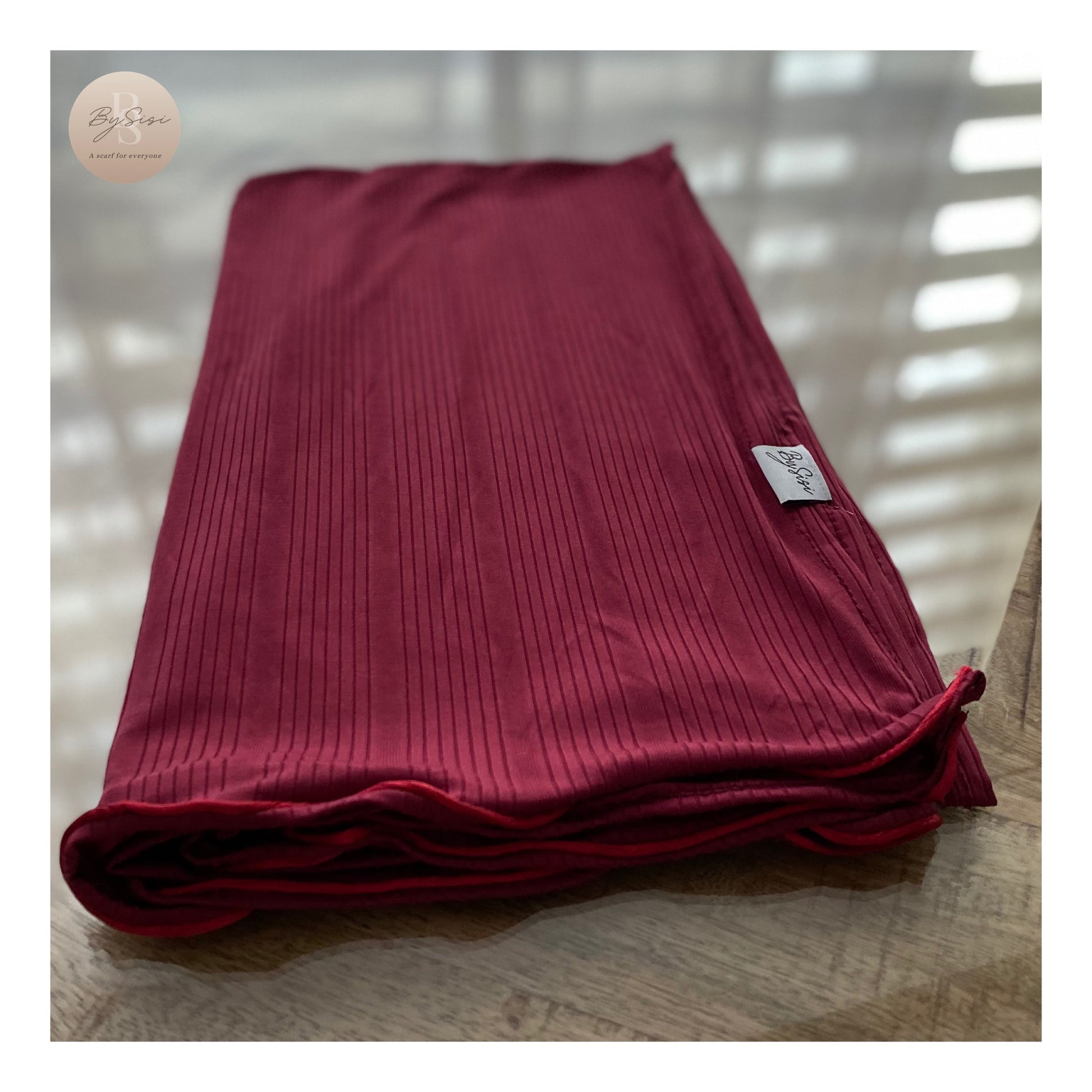 Ribbed Jersey Scarf Bordeaux - Bysisi